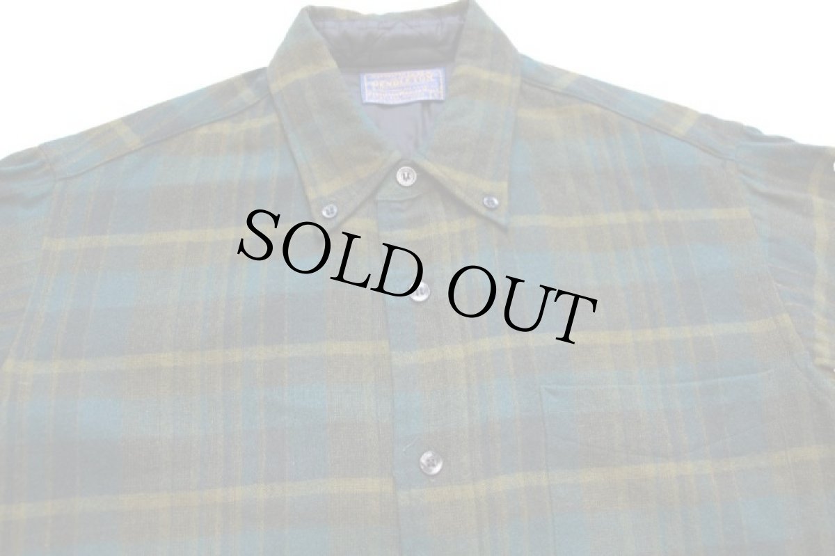 画像3: 60s PENDLETONペンドルトン チェック 三点留め ボタンダウン ウールシャツ S (3)