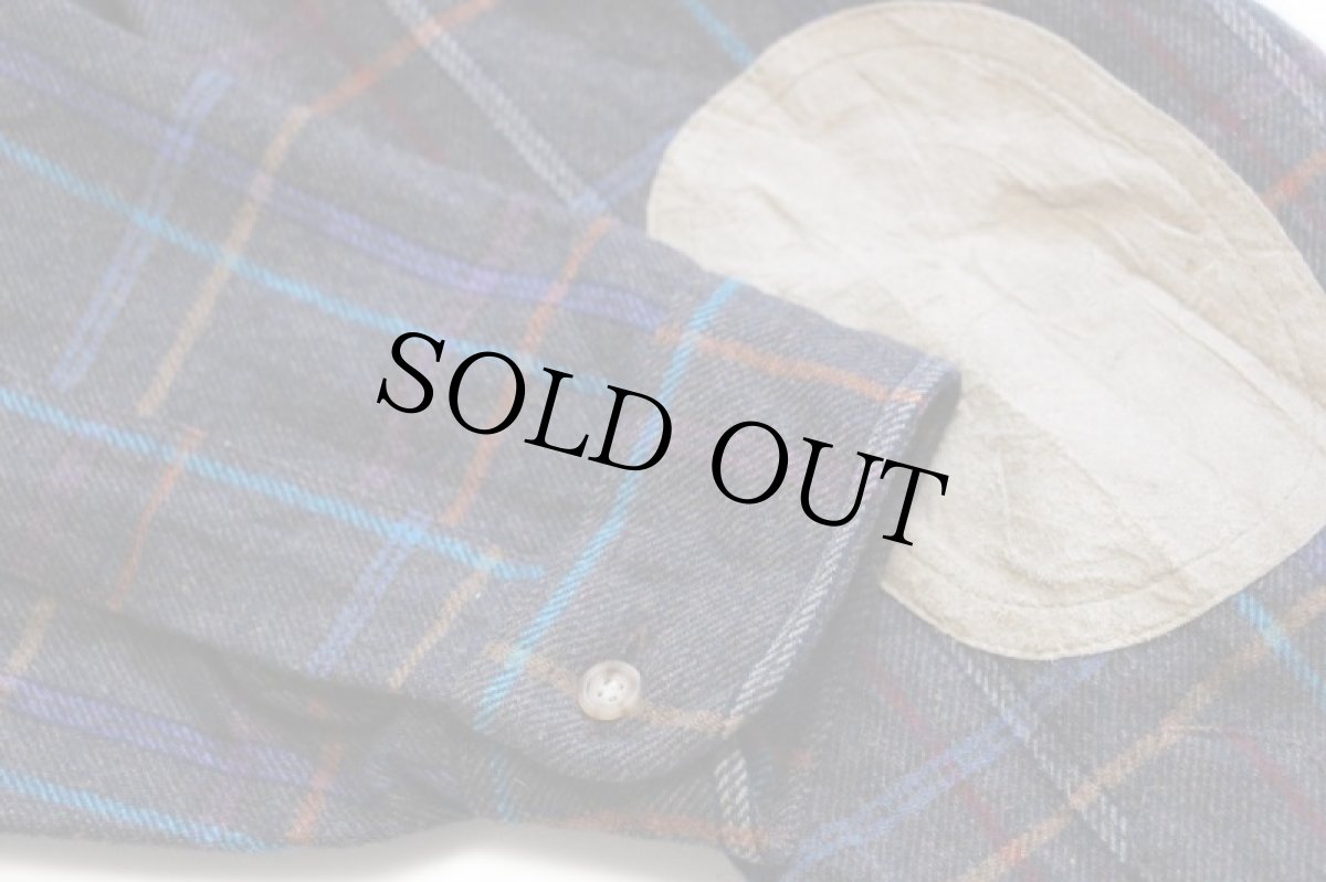 画像5: 70s USA製 PENDLETONペンドルトン チェック エルボーパッチ付き ウールシャツ M (5)