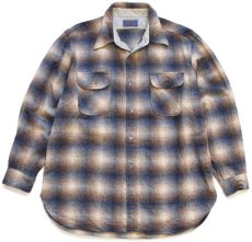 画像1: 70s USA製 PENDLETONペンドルトン Country Traditionals オンブレチェック ウールシャツ XL (1)