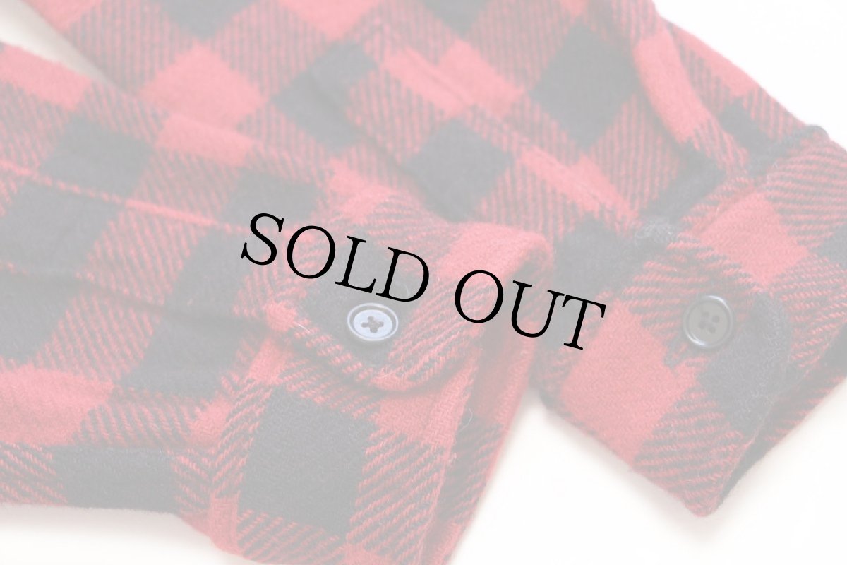 画像6: 80s USA製 L.L.Bean OLDFRIENDS バッファローチェック ウールシャツ 赤×黒 M (6)