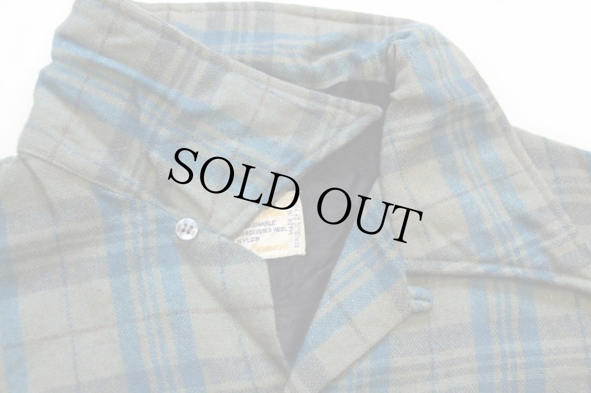 画像5: 70s Penneys TOWNCRAFT タータンチェック ウール オープンカラーシャツ M (5)