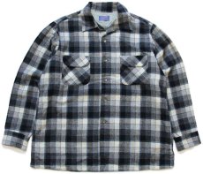 画像1: 50s PENDLETONペンドルトン チェック ウール オープンカラーシャツ XL (1)
