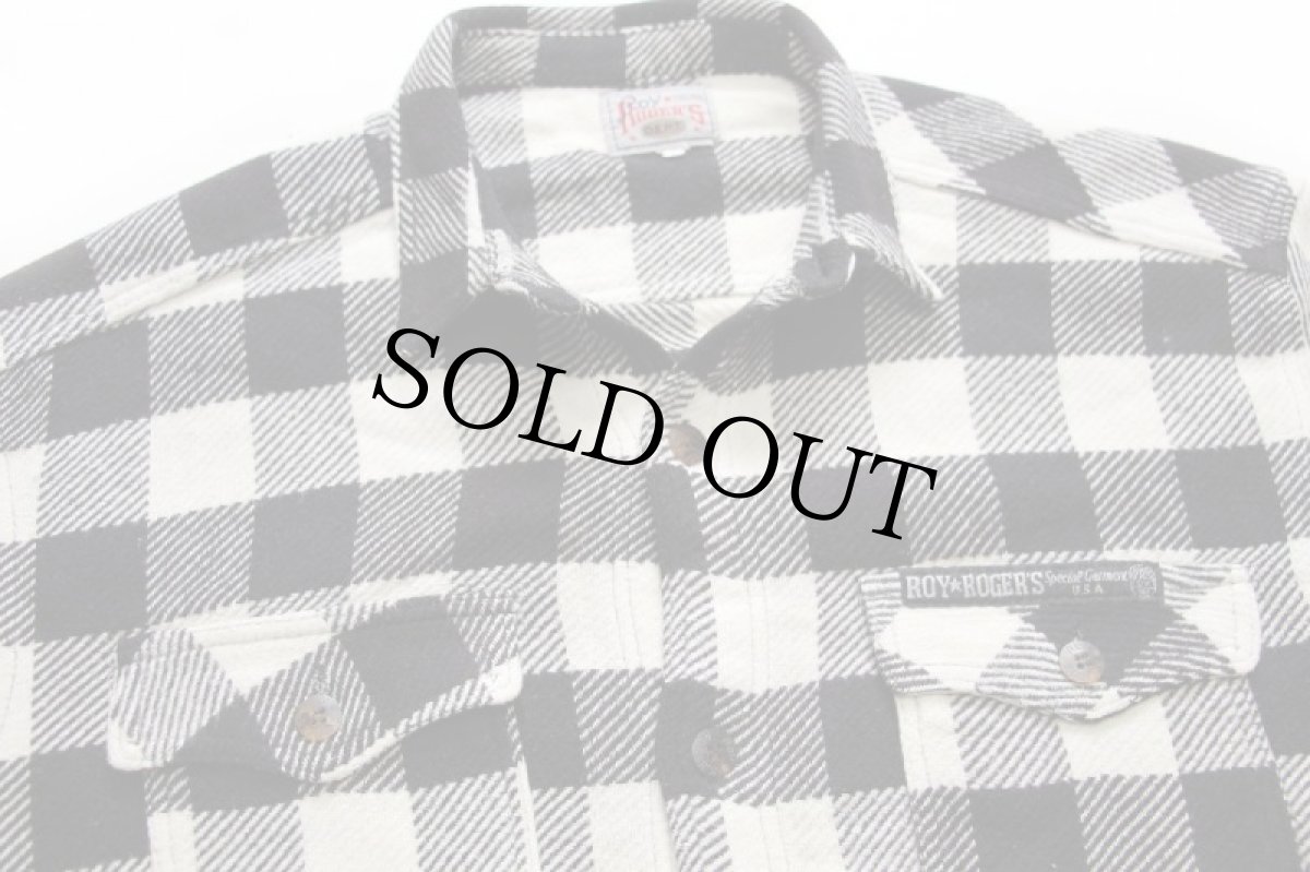 画像3: 90s Roy ROGER'S バッファローチェック ウール混 シャツ 黒×白 (3)