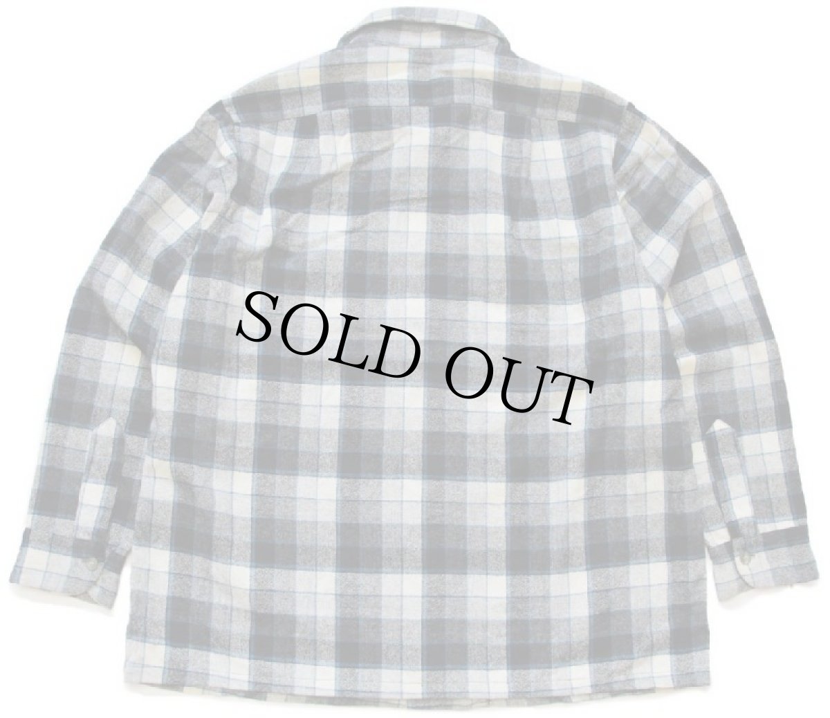 画像2: 50s PENDLETONペンドルトン チェック ウール オープンカラーシャツ XL (2)