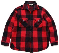 画像1: 70s Woolrichウールリッチ バッファローチェック ウール シャツジャケット 赤×黒 (1)