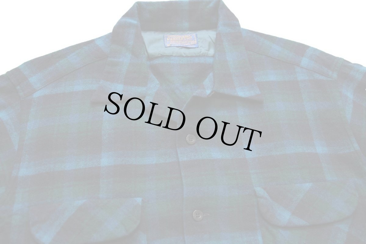 画像3: 60s PENDLETONペンドルトン オンブレチェック ウール オープンカラーシャツ カスタム (3)