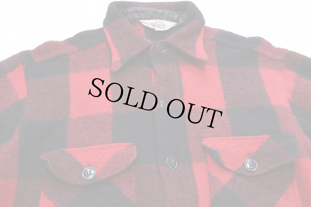 画像3: 70s Woolrichウールリッチ バッファローチェック ウール シャツジャケット 赤×黒 (3)