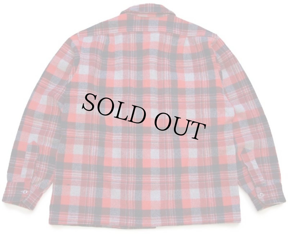 画像2: 70s USA製 PENDLETONペンドルトン チェック ウール オープンカラーシャツ L (2)