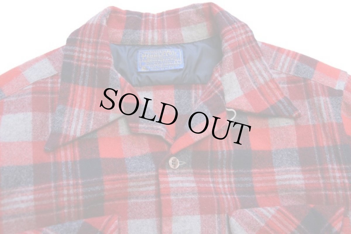画像3: 70s USA製 PENDLETONペンドルトン チェック ウール オープンカラーシャツ L (3)