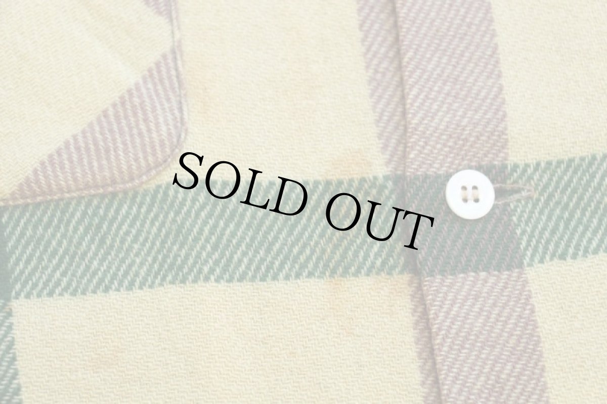 画像7: 50s USA製 McGREGORマクレガー チェック ウール オープンカラーシャツ M (7)