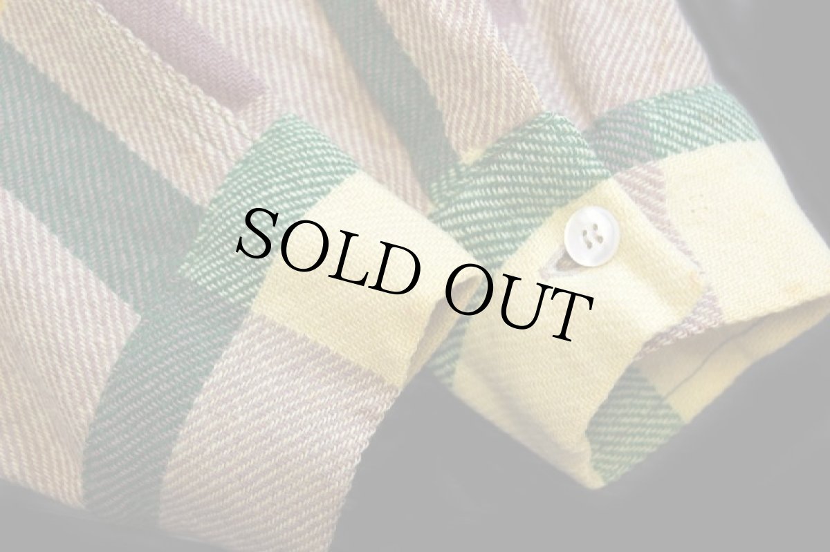 画像6: 50s USA製 McGREGORマクレガー チェック ウール オープンカラーシャツ M (6)