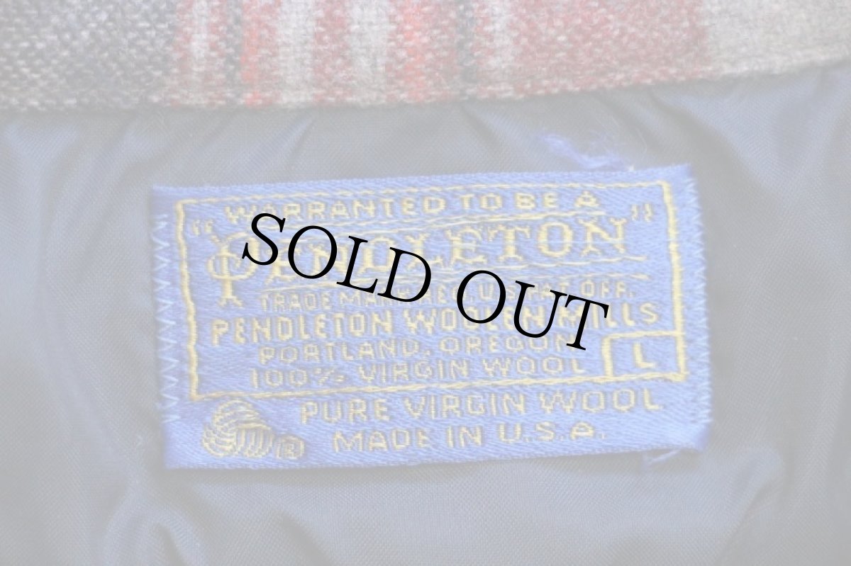 画像4: 70s USA製 PENDLETONペンドルトン チェック ウール オープンカラーシャツ L (4)