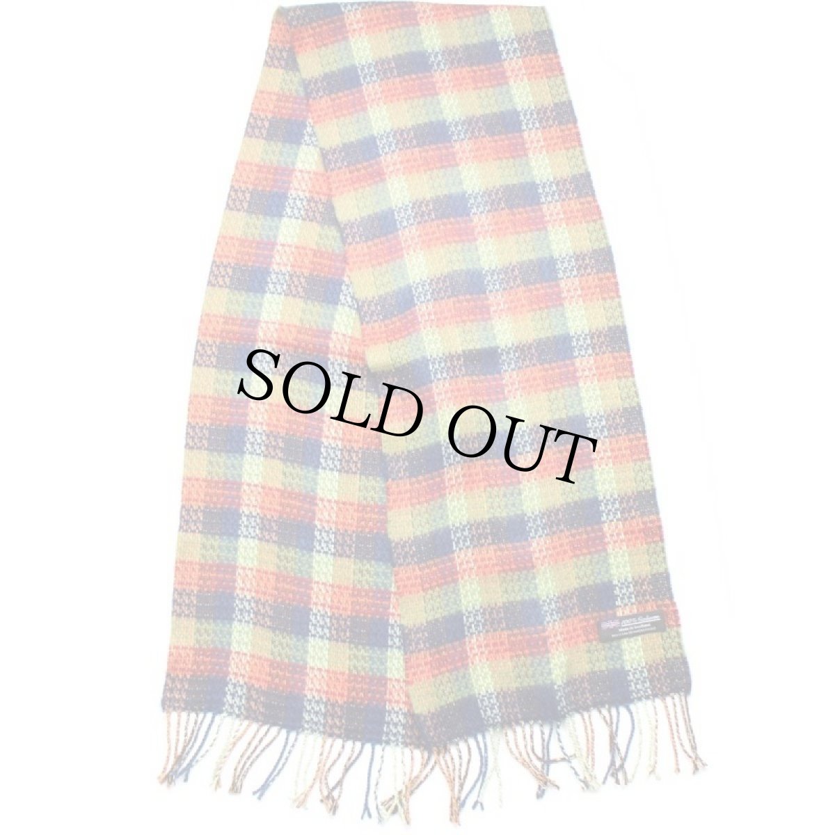 画像2: スコットランド製 編み柄 チェック カシミヤ マフラー (2)