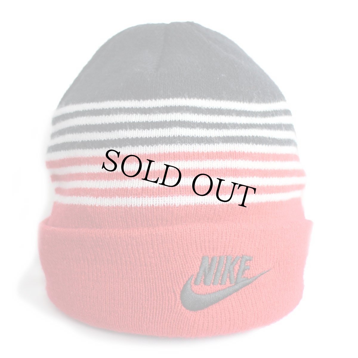 画像3: NIKEナイキ ロゴ刺繍 アクリル ニットキャップ 黒×赤 YOUTH★ニット帽 (3)