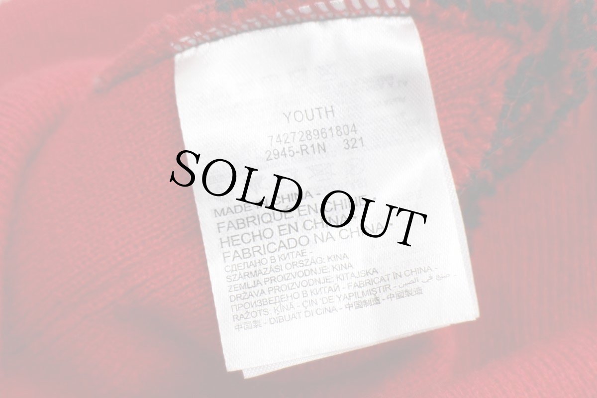 画像7: NIKEナイキ ロゴ刺繍 アクリル ニットキャップ 黒×赤 YOUTH★ニット帽 (7)