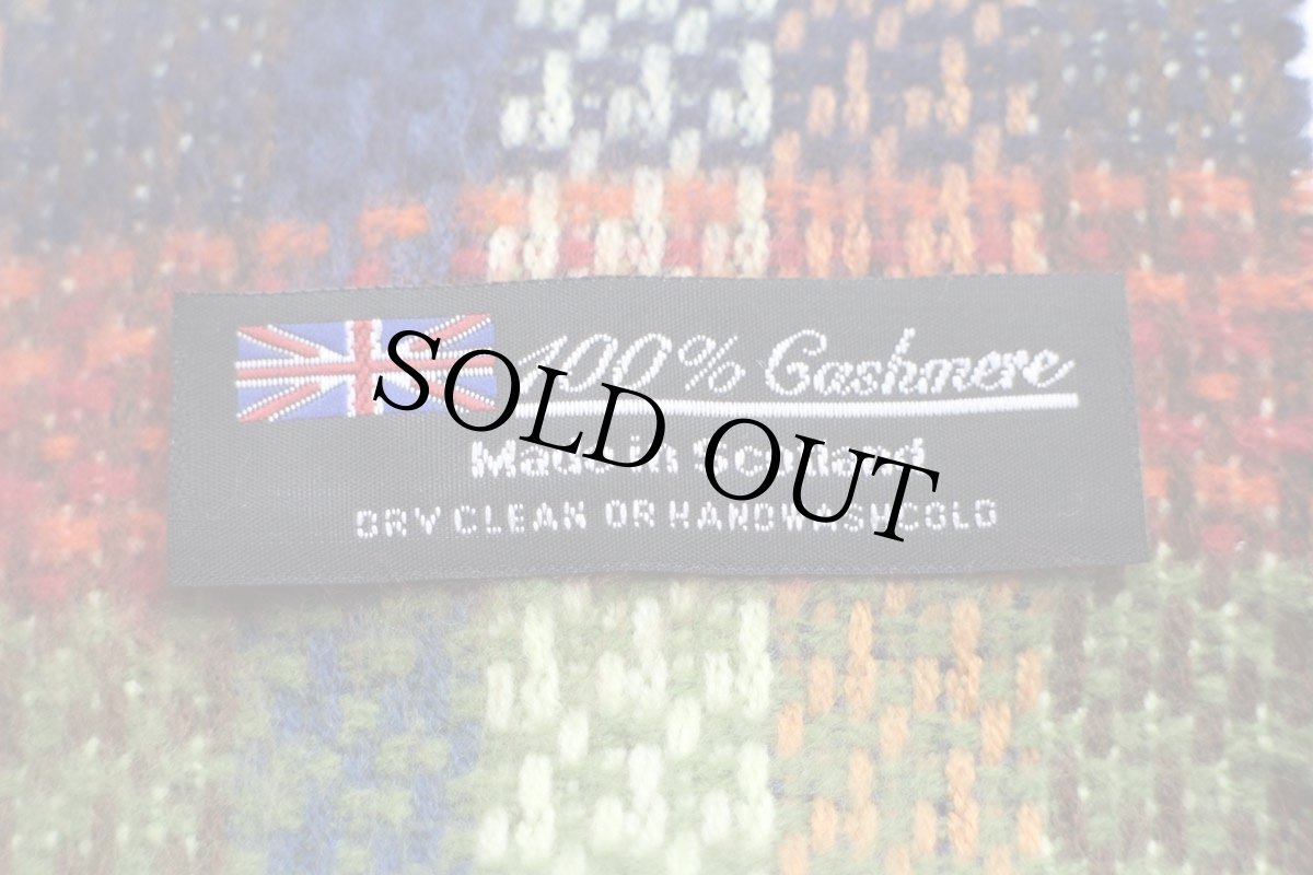 画像3: スコットランド製 編み柄 チェック カシミヤ マフラー (3)