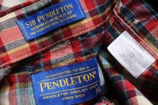 画像4: メキシコ製 SIR PENDLETONサーペンドルトン タータンチェック ボタンダウン ウーステッド ウールシャツ M (4)