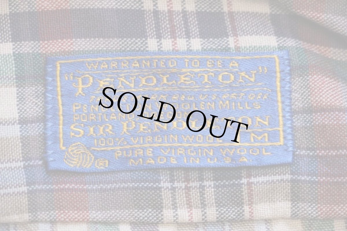 画像4: 70s USA製 SIR PENDLETONサーペンドルトン チェック ボタンダウン ウールシャツ M (4)