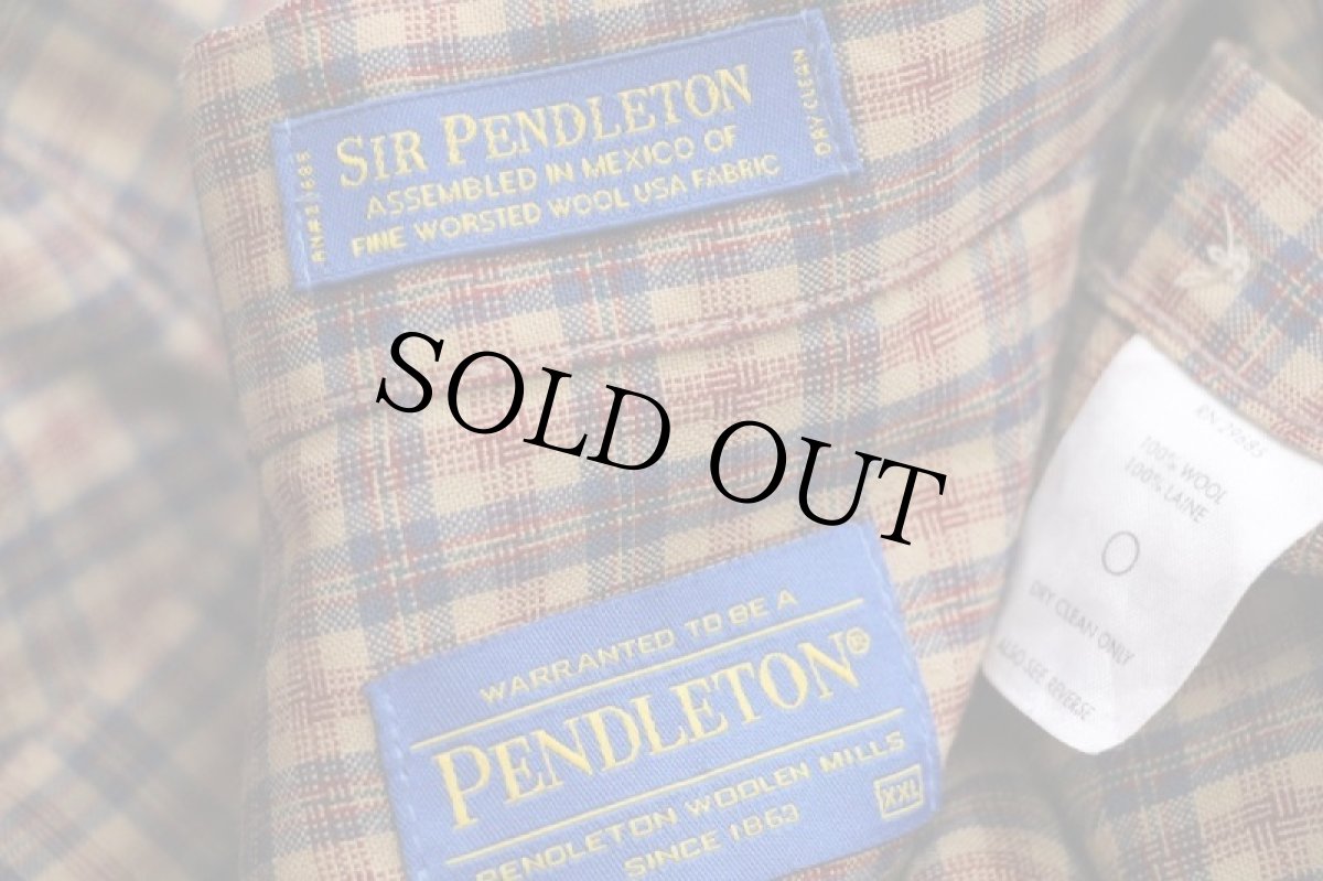 画像4: メキシコ製 SIR PENDLETONサーペンドルトン タータンチェック ボタンダウン ウーステッド ウールシャツ XXL★特大 (4)