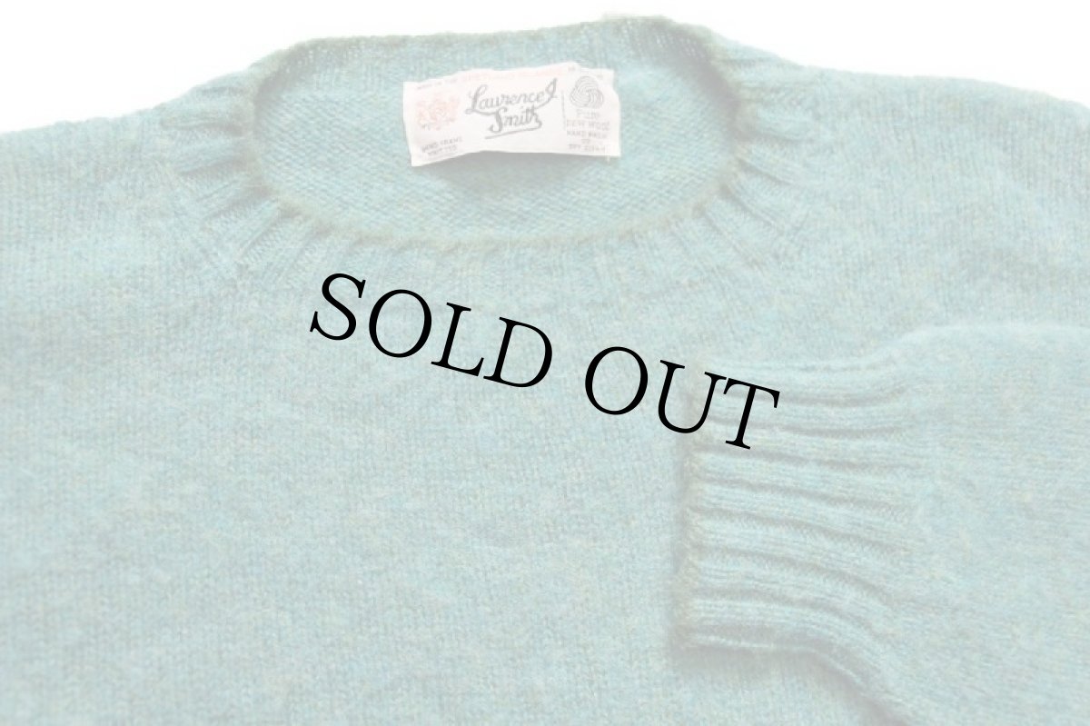 画像3: スコットランド製 Laurence J Smith ウールニット セーター グリーン×ブルー ミックス (3)
