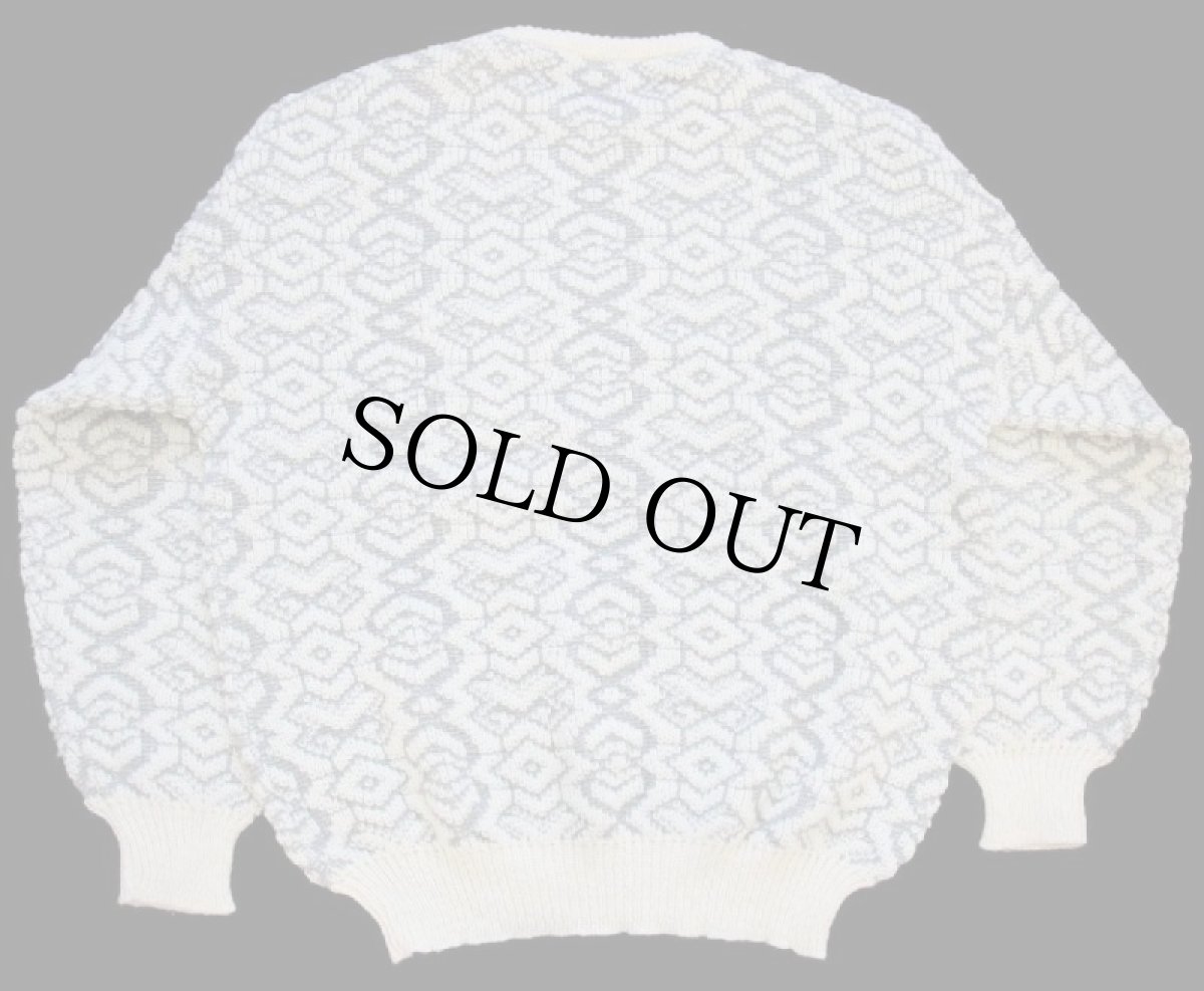 画像2: 90s イタリア製 gabriella 立体編み アルパカ×アクリルニット セーター グレー×ナチュラル (2)