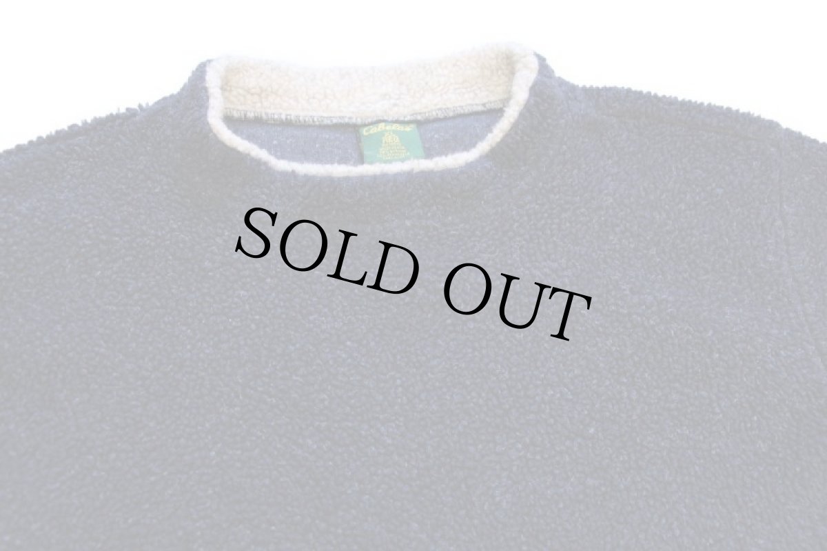 画像3: 90s USA製 Cabela'sカベラス モックネック パイル フリース スウェット 紺 ミックス XL (3)