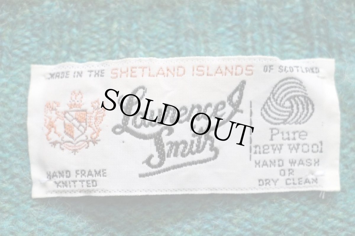 画像4: スコットランド製 Laurence J Smith ウールニット セーター グリーン×ブルー ミックス (4)