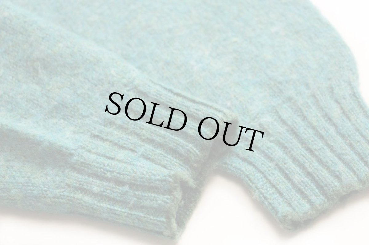 画像6: スコットランド製 Laurence J Smith ウールニット セーター グリーン×ブルー ミックス (6)