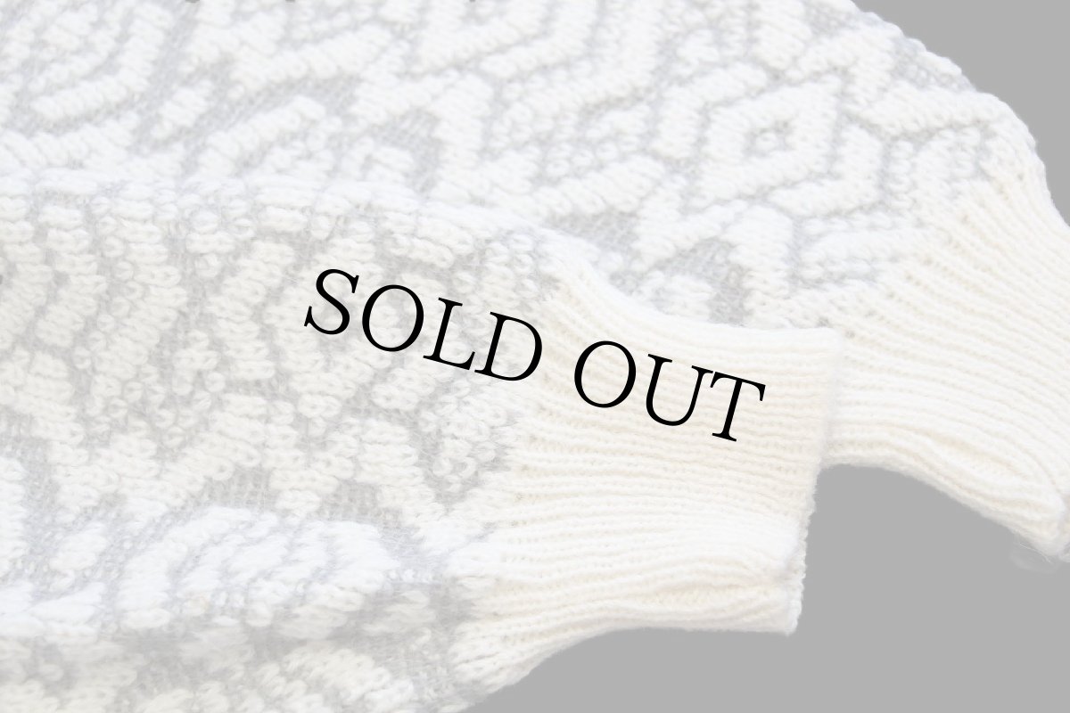 画像7: 90s イタリア製 gabriella 立体編み アルパカ×アクリルニット セーター グレー×ナチュラル (7)