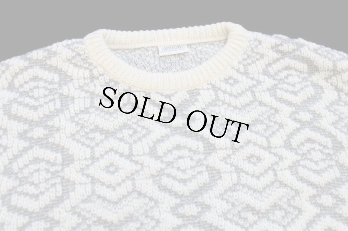 画像3: 90s イタリア製 gabriella 立体編み アルパカ×アクリルニット セーター グレー×ナチュラル (3)