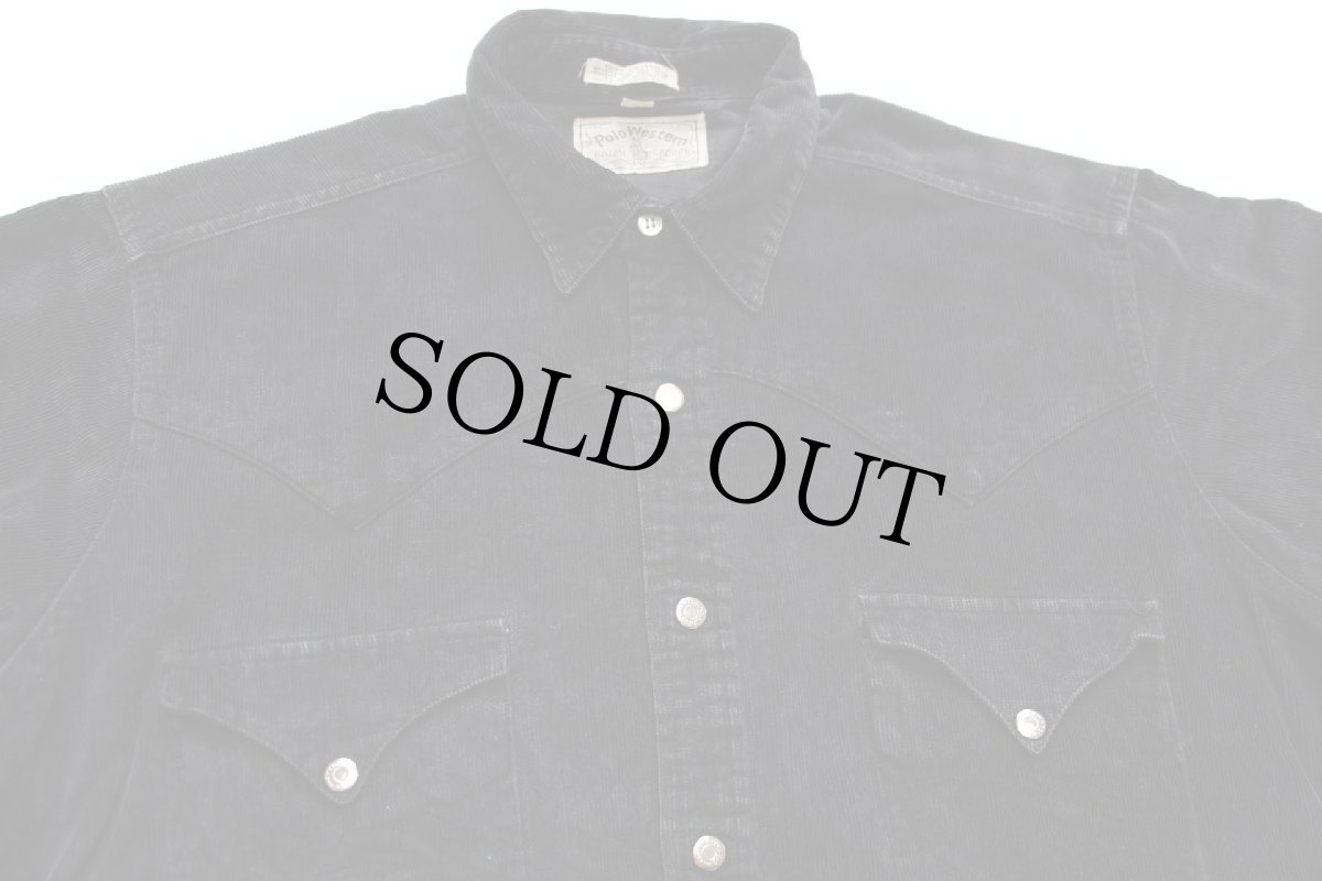 画像3: 70s Polo Western RALPH LAURENラルフローレン コットン コーデュロイ ウエスタンシャツ 黒 M (3)