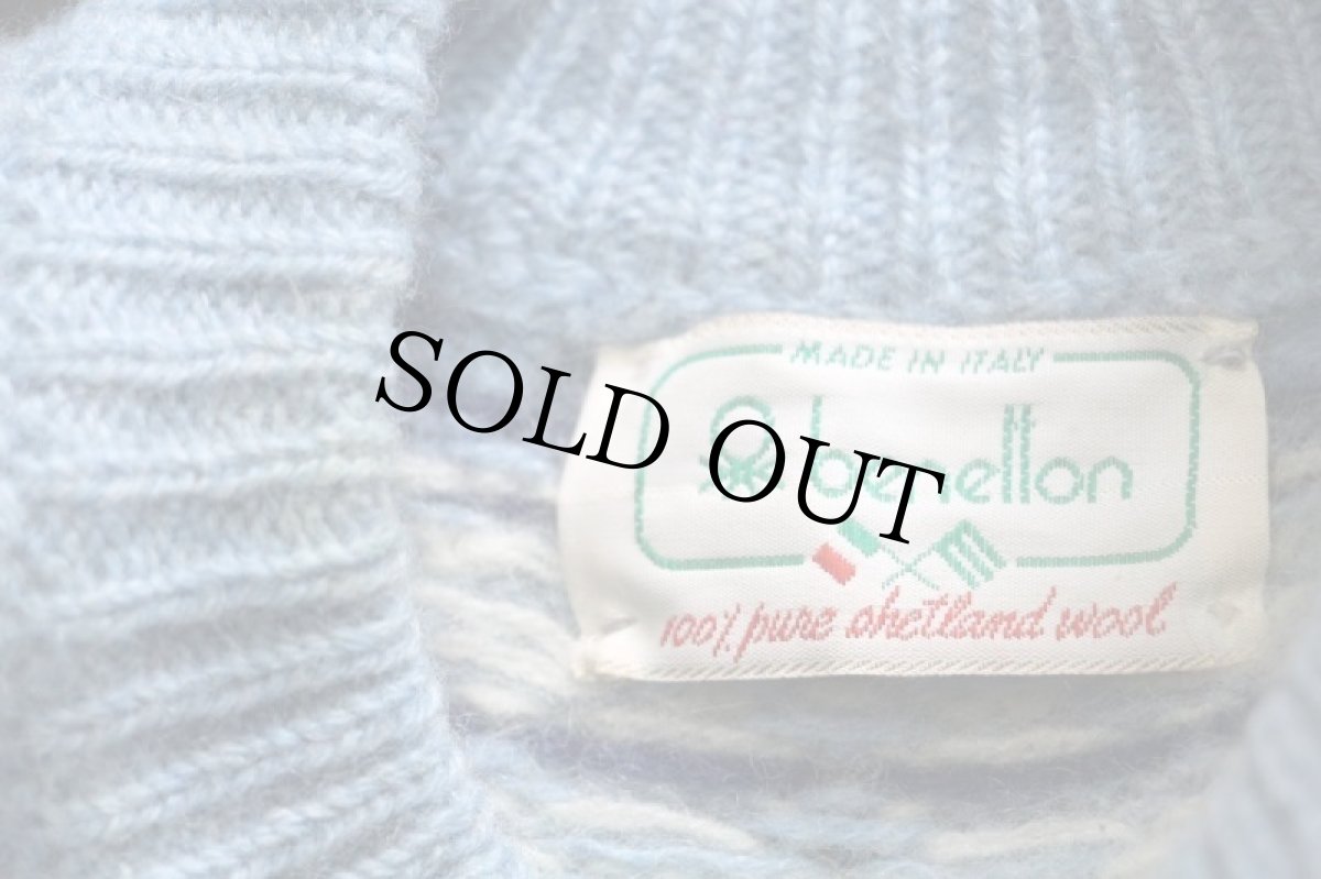 画像4: 80s イタリア製 benettonベネトン 雪柄 ノルディック柄 シェットランド ウールニット セーター 52 (4)