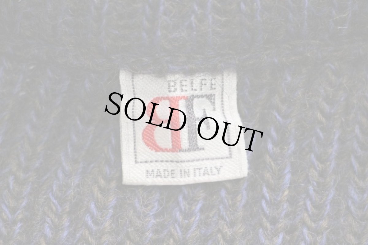 画像4: 90s イタリア製 BELFE ハイネック エルボーパッチ付き ローゲージ ウールニット セーター ミックス 46 (4)