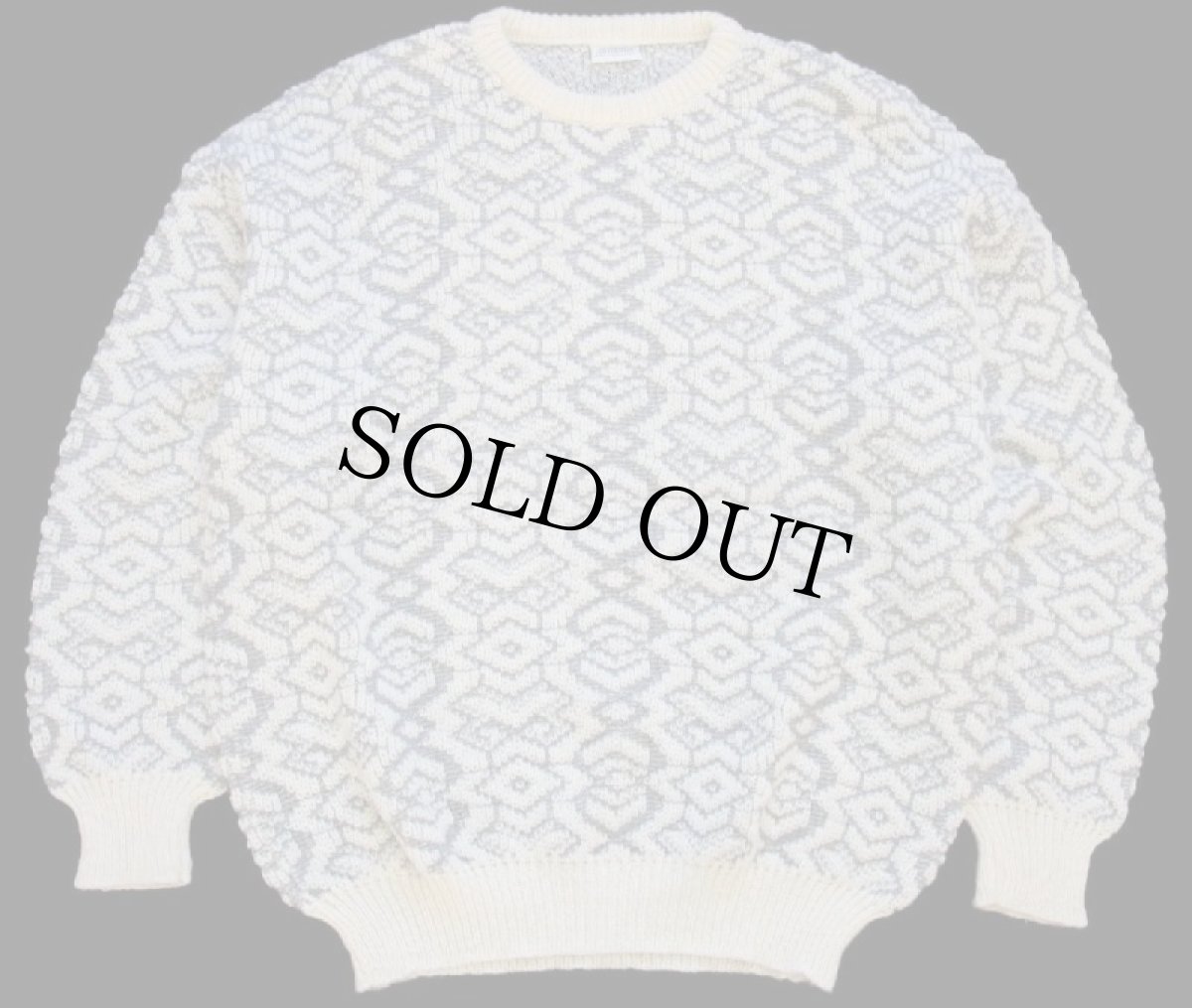 画像1: 90s イタリア製 gabriella 立体編み アルパカ×アクリルニット セーター グレー×ナチュラル (1)