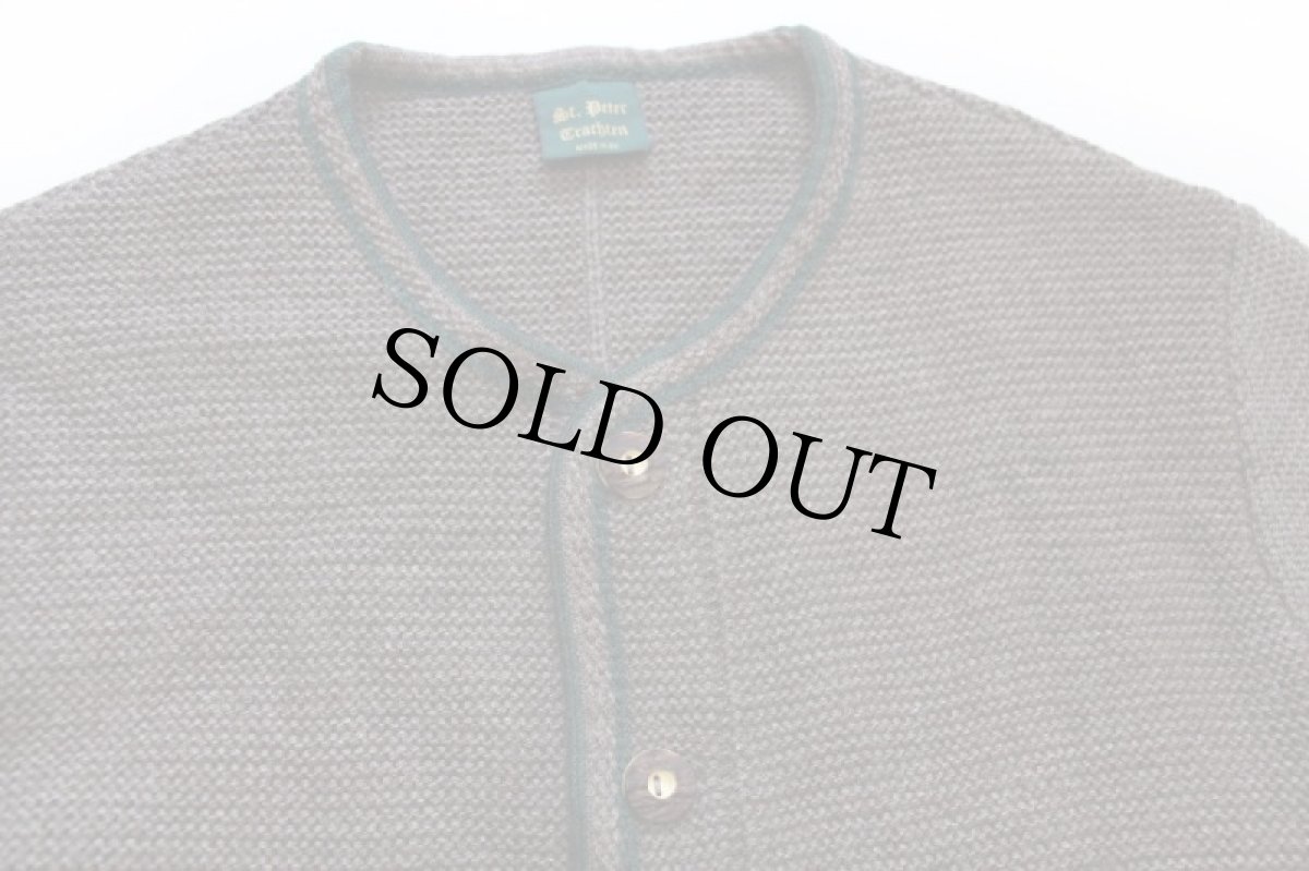 画像3: EU製 St.Peter Trachten ノーカラー チロリアン ウールニット ジャケット グレーブラウン (3)