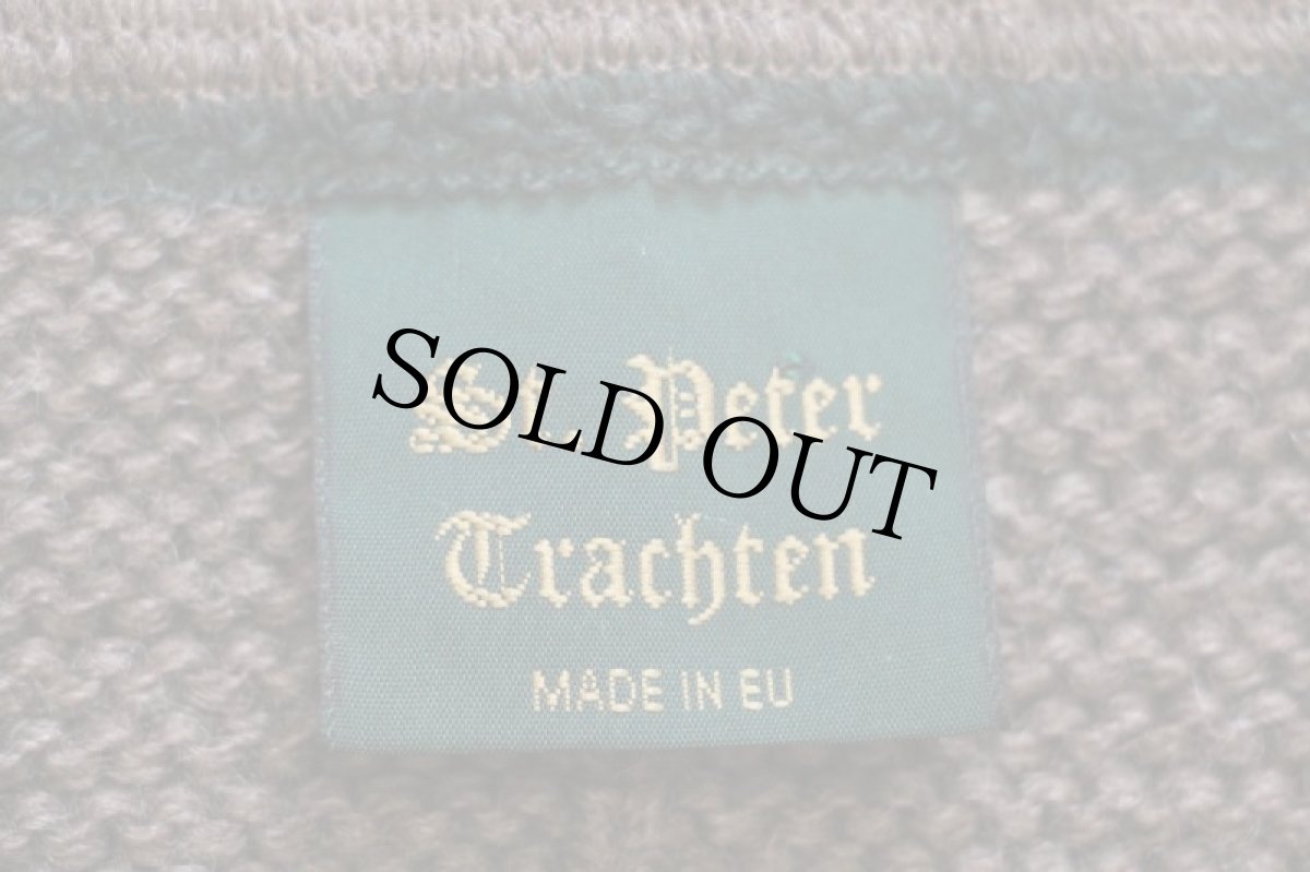 画像4: EU製 St.Peter Trachten ノーカラー チロリアン ウールニット ジャケット グレーブラウン (4)