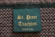 画像4: EU製 St.Peter Trachten ノーカラー チロリアン ウールニット ジャケット グレーブラウン (4)