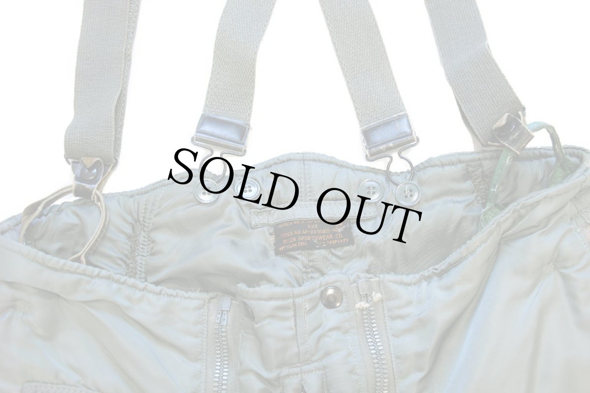 画像9: 50s 米軍 USAF A-11D ナイロン フライトパンツ サスペンダー付き セージグリーン 34 (9)