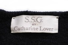画像5: 80s S.S.G. by Catharine Lover フラワー 刺繍 ノーカラー ウール パイル コート 黒 (5)