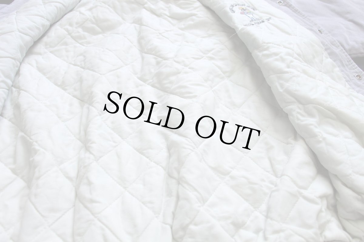 画像6: 90s USA製 HARTWELL UNION PACIFIC RAILROAD マスコット刺繍 キルティングライナー コーデュロイスタジャン グレー (6)