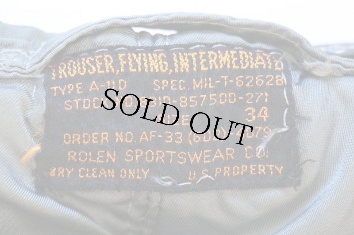 画像6: 50s 米軍 USAF A-11D ナイロン フライトパンツ サスペンダー付き セージグリーン 34 (6)