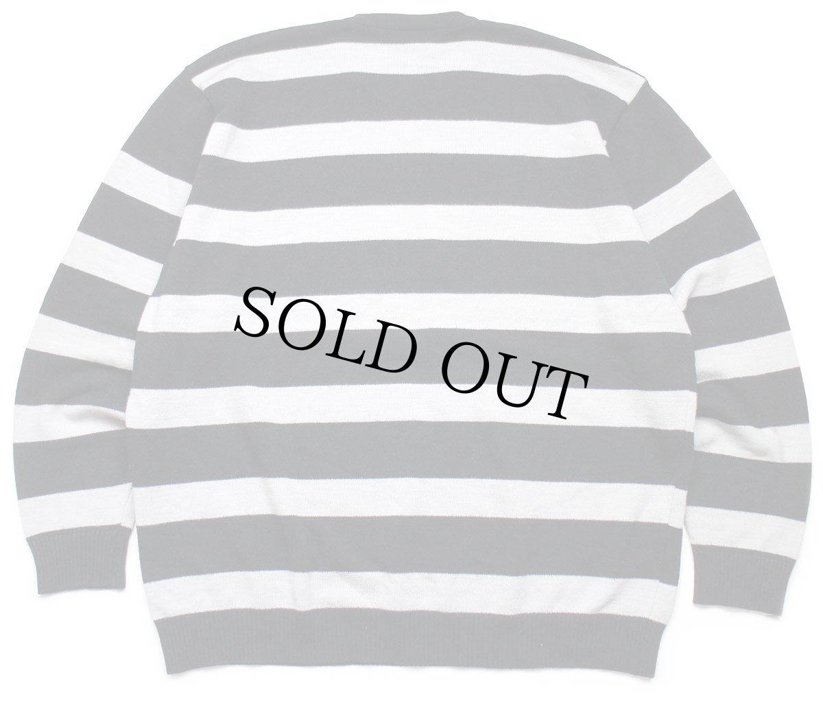 画像2: 90s LACOSTEラコステ 太ボーダー ウール×アクリルニット セーター 黒×ライトグレー 7 (2)