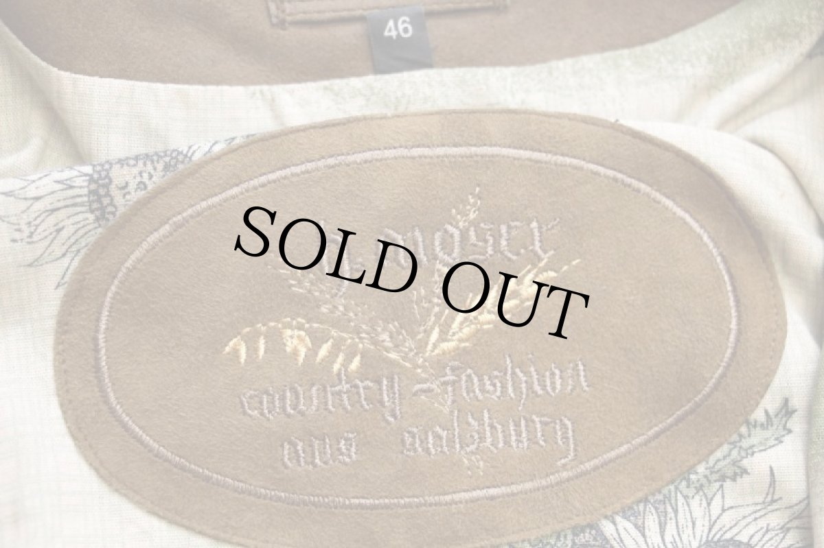 画像4: h.moser 鹿角ボタン エンボス加工 チロリアン ディアスキン スエード レザーベスト 茶 46 (4)