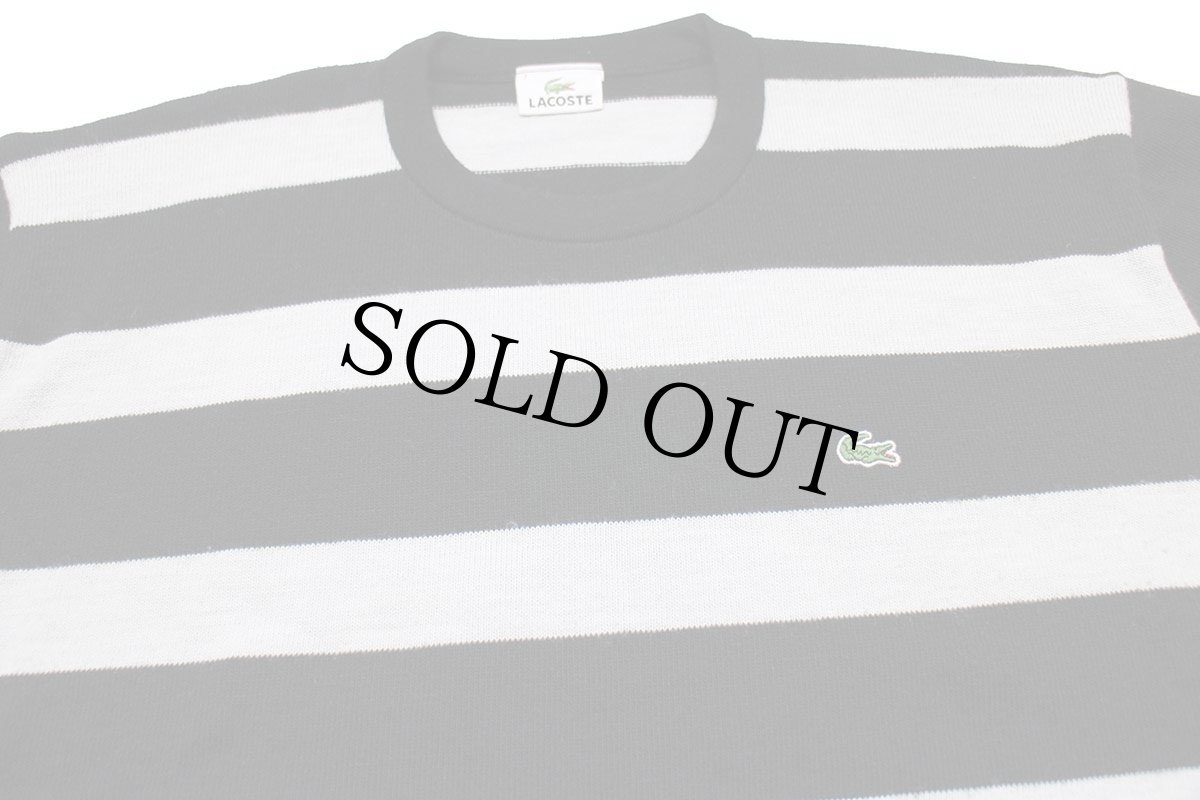 画像3: 90s LACOSTEラコステ 太ボーダー ウール×アクリルニット セーター 黒×ライトグレー 7 (3)