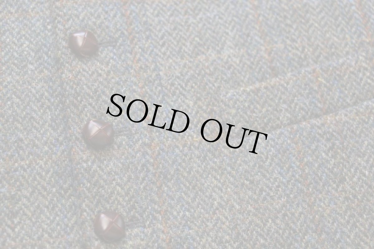 画像6: EU製 Harris Tweedハリスツイード チェック ツイード ウールベスト 44★ジレ (6)