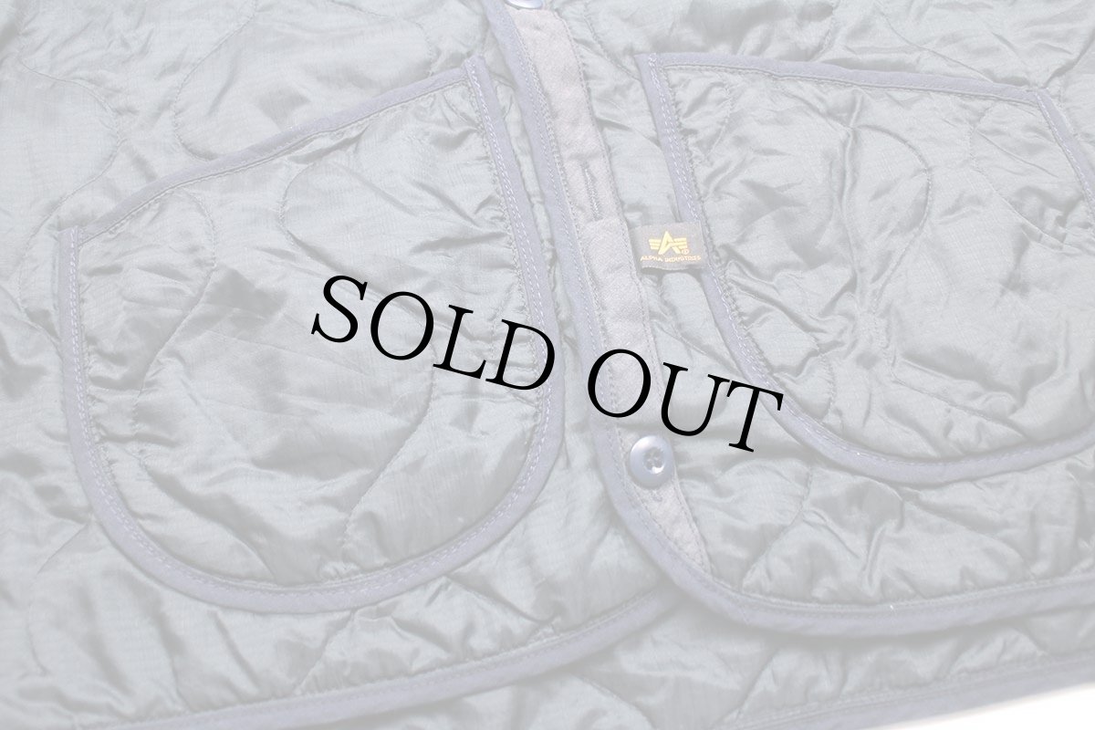 画像6: USA製 ALPHAアルファ パチポケ ナイロン キルティングライナー 紺 XL (6)