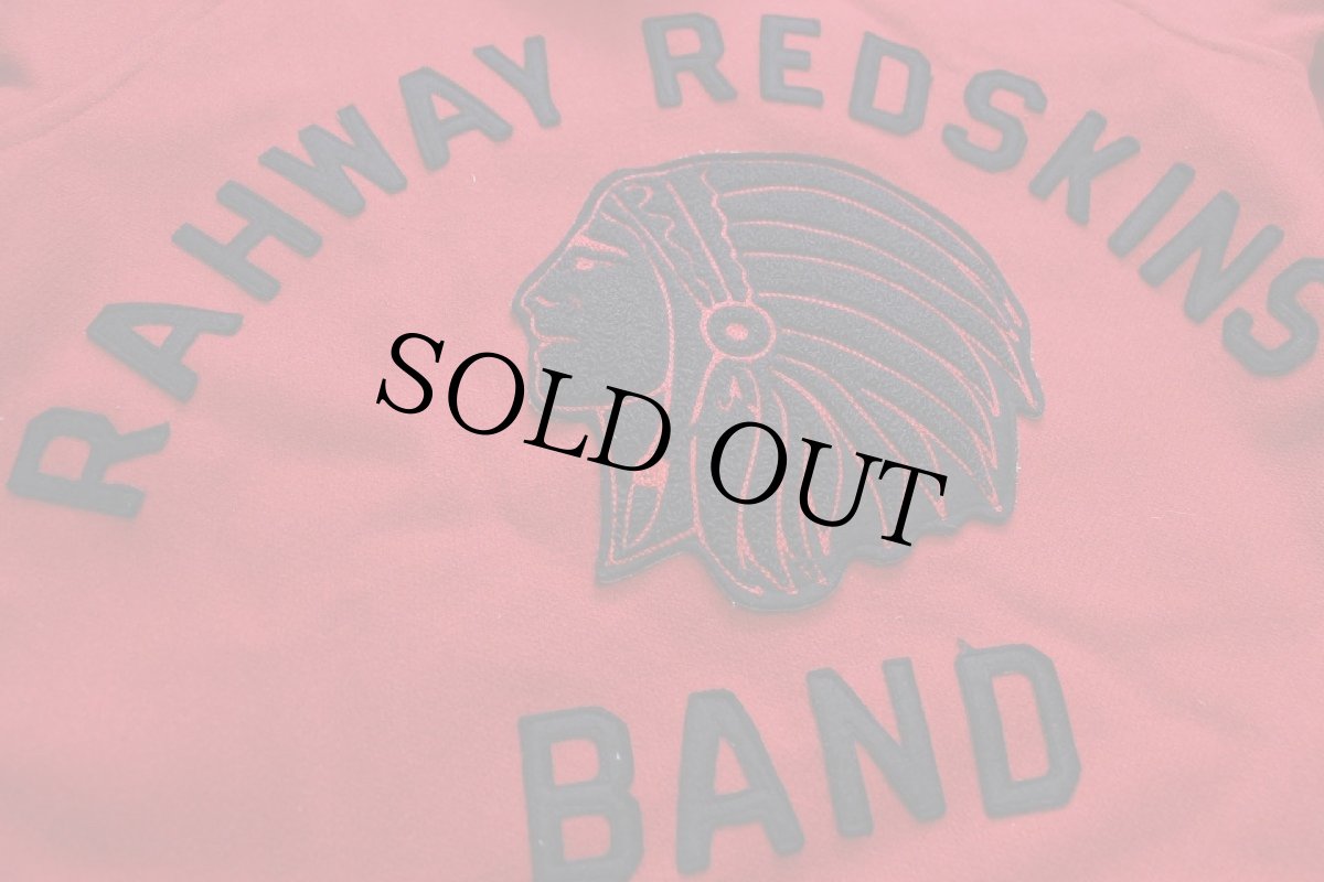 画像3: 60s RAHWAY REDSKINS BAND インディアンヘッド レタード&フェルトパッチ ボアライナー メルトン ウール ロングスタジャン 赤 (3)