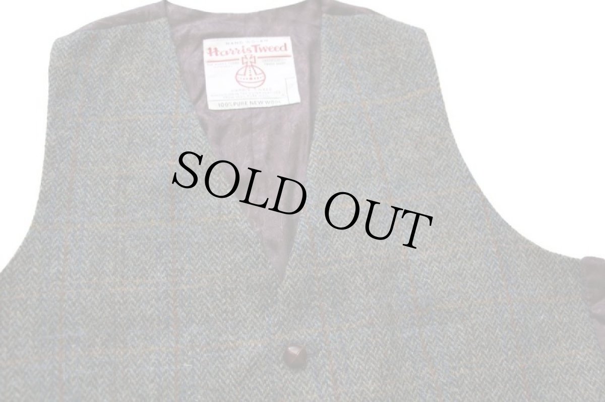 画像3: EU製 Harris Tweedハリスツイード チェック ツイード ウールベスト 44★ジレ (3)