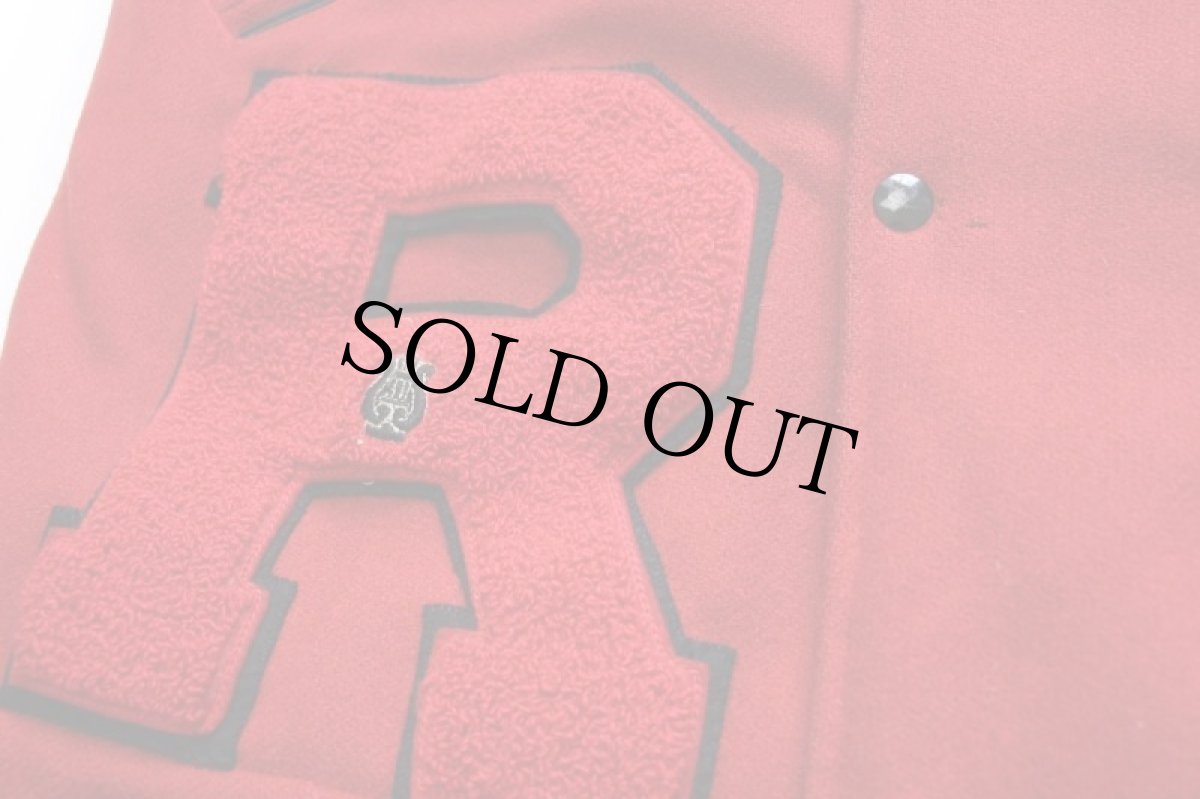 画像6: 60s RAHWAY REDSKINS BAND インディアンヘッド レタード&フェルトパッチ ボアライナー メルトン ウール ロングスタジャン 赤 (6)