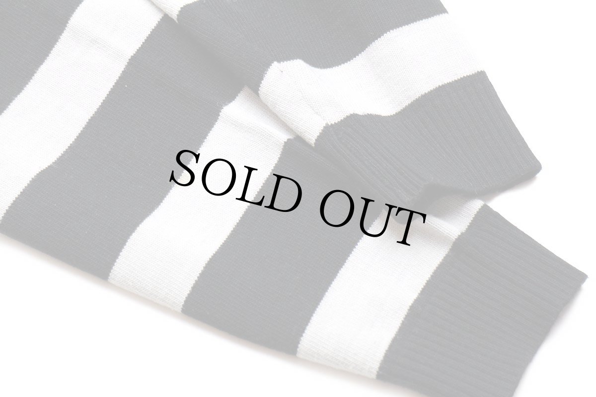 画像6: 90s LACOSTEラコステ 太ボーダー ウール×アクリルニット セーター 黒×ライトグレー 7 (6)